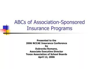 ABCs of Association-Sponsored Insurance Programs