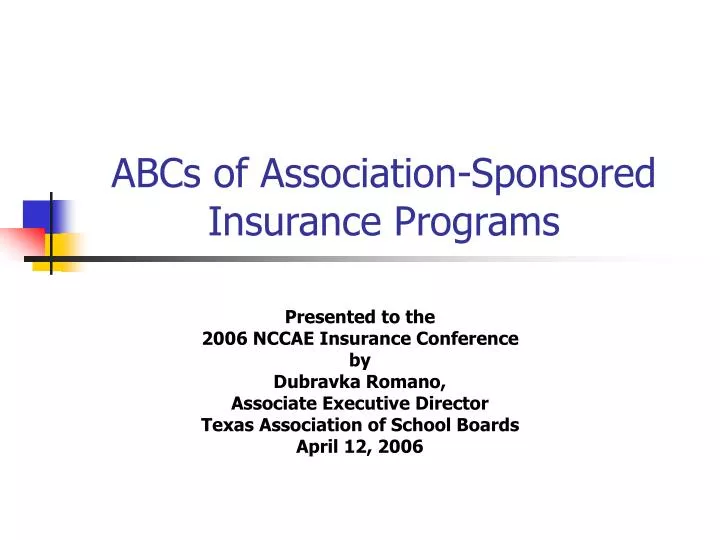 abcs of association sponsored insurance programs