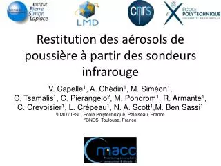 restitution des a rosols de poussi re partir des sondeurs infrarouge
