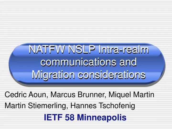 natfw nslp intra realm communications and migration considerations