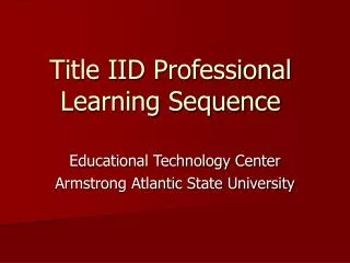 Title IID Professional Learning Sequence