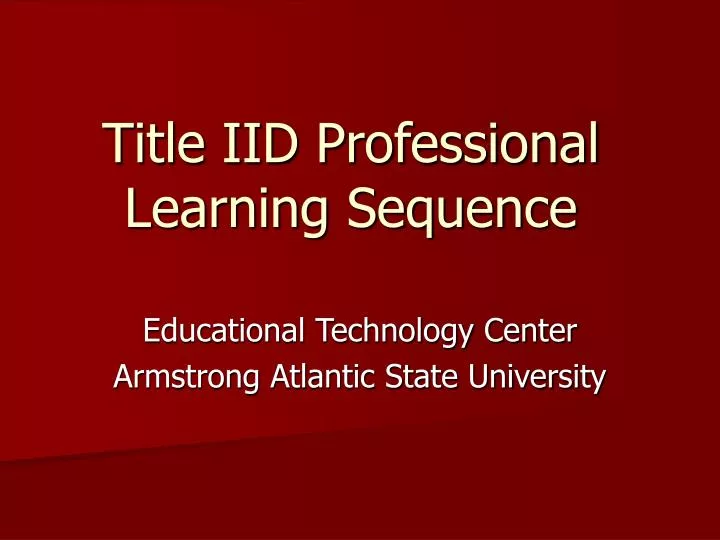 title iid professional learning sequence