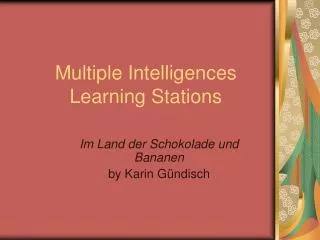 Multiple Intelligences Learning Stations