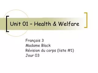 unit 01 health welfare