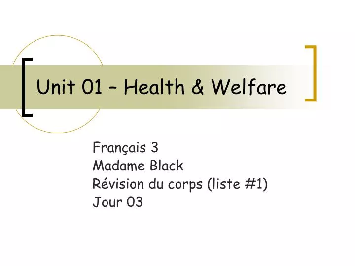 unit 01 health welfare