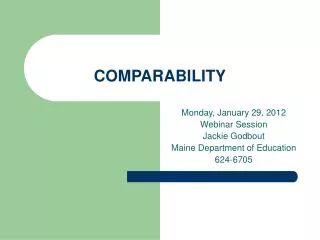 COMPARABILITY