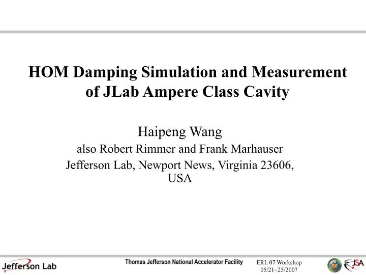 hom damping simulation and measurement of jlab ampere class cavity