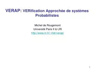 verap verification approch e de syst mes probabilistes