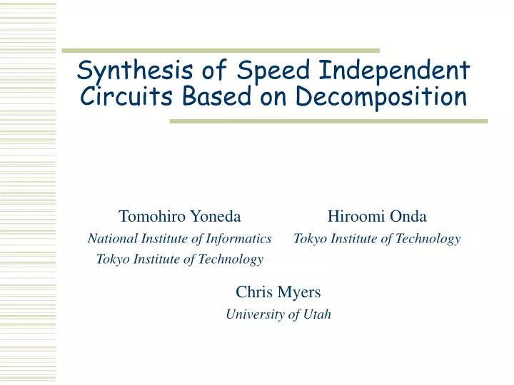 synthesis of speed independent circuits based on decomposition