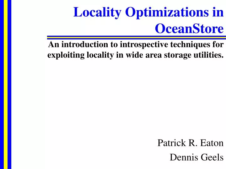 locality optimizations in oceanstore