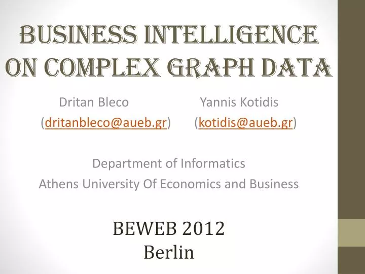 business intelligence on complex graph data