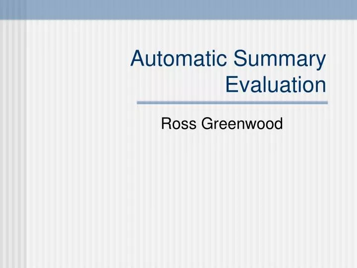 automatic summary evaluation