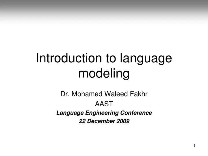 introduction to language modeling