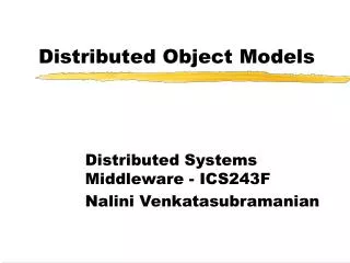 Distributed Object Models