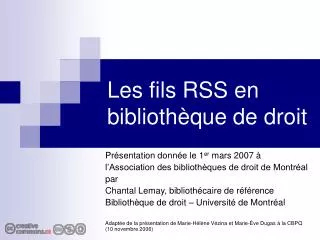 les fils rss en biblioth que de droit