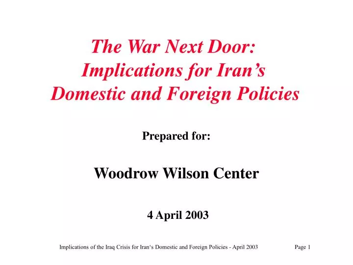 the war next door implications for iran s domestic and foreign policies