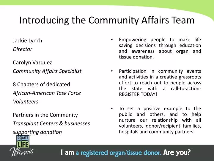 introducing the community affairs team