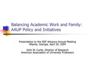 Balancing Academic Work and Family: AAUP Policy and Initiatives