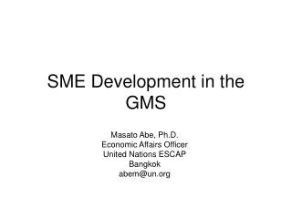 SME Development in the GMS