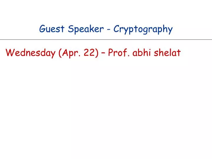 guest speaker cryptography