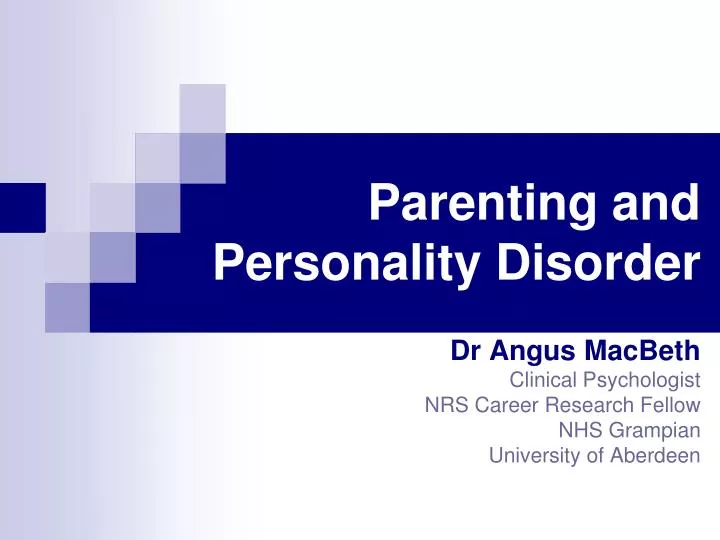 parenting and personality disorder