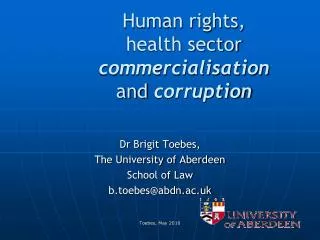 Human rights, health sector commercialisation and corruption