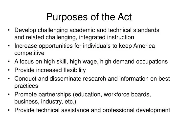 purposes of the act