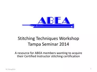 Stitching Techniques Workshop Tampa Seminar 2014