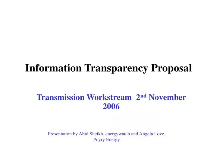 information transparency proposal
