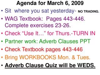 Agenda for March 6, 2009