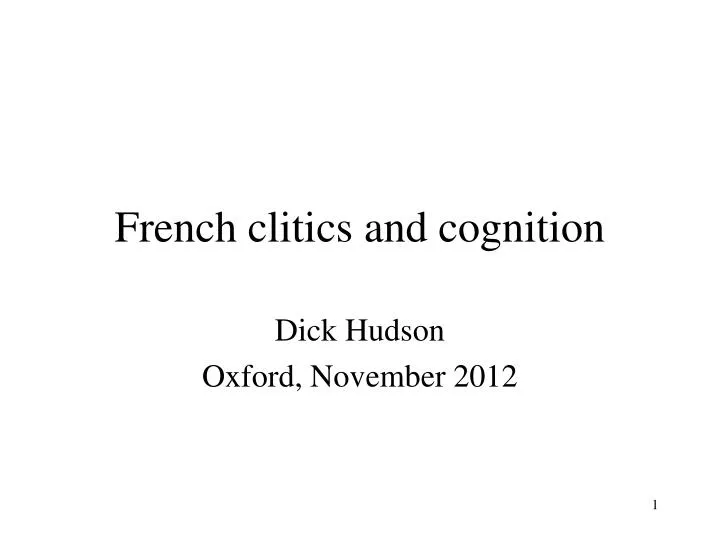 french clitics and cognition