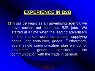 EXPERIENCE IN B2B