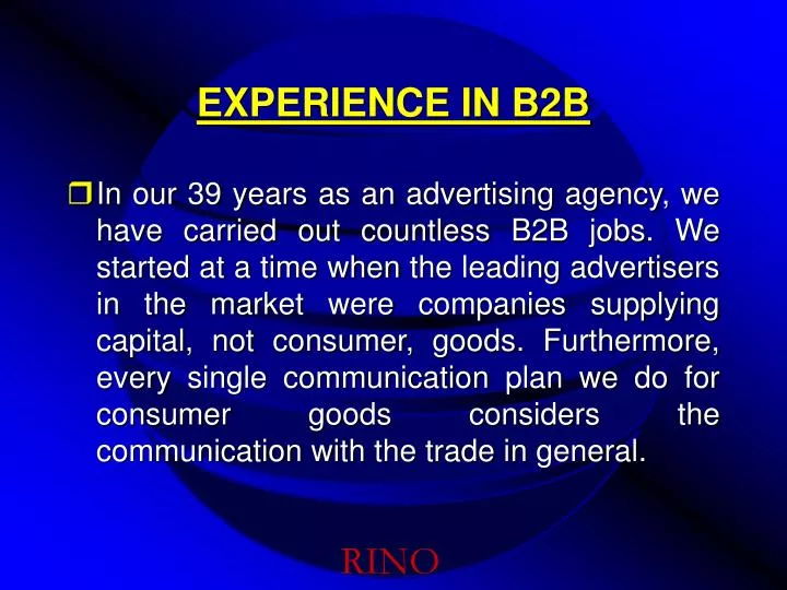 experience in b2b