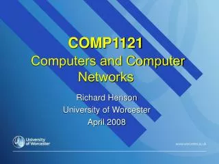 COMP1121 Computers and Computer Networks