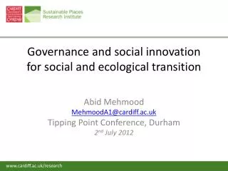 Governance and social innovation for social and ecological transition