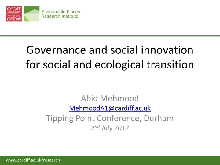 governance and social innovation for social and ecological transition