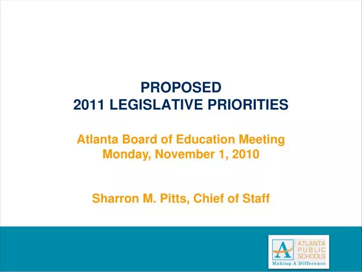 proposed 2011 legislative priorities