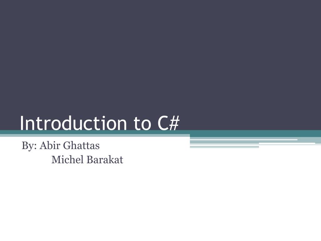 PPT - Introduction to C# PowerPoint Presentation, free download - ID ...