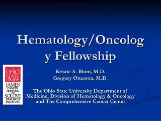 Hematology/Oncology Fellowship