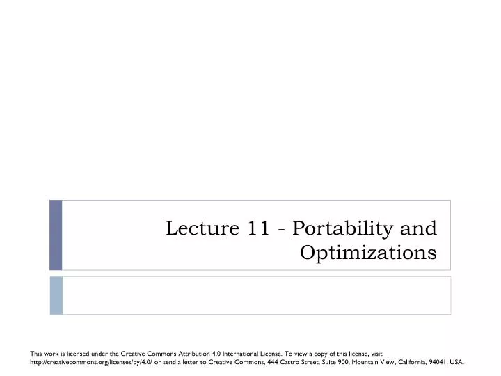 lecture 11 portability and optimizations