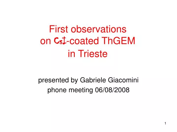 first observations on csi coated thgem in trieste