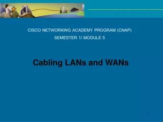 CISCO NETWORKING ACADEMY PROGRAM (CNAP) SEMESTER 1/ MODULE 5