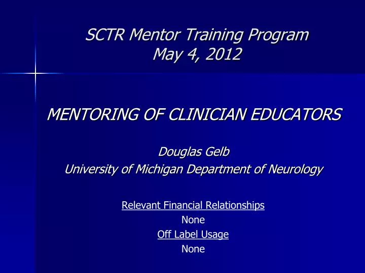 sctr mentor training program may 4 2012