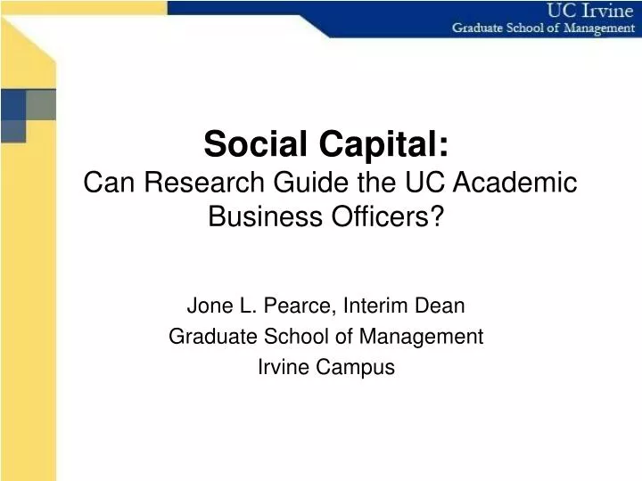 social capital can research guide the uc academic business officers