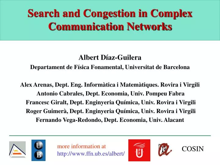 search and congestion in complex communication networks