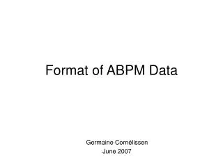 Format of ABPM Data