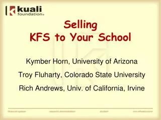 Selling KFS to Your School