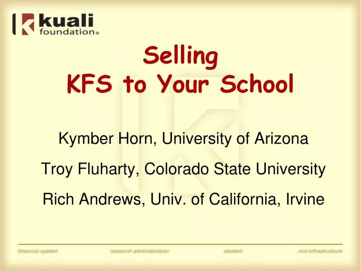 selling kfs to your school