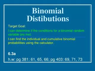 Binomial Distibutions