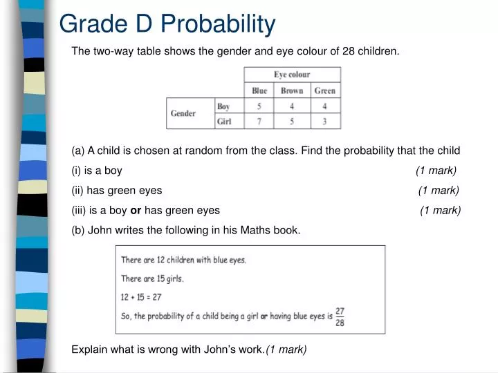 grade d probability